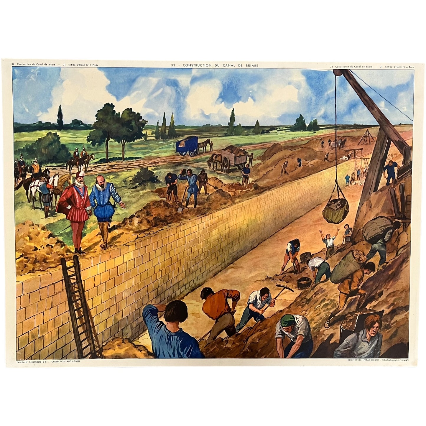 Vintage French double sided school history poster for sale by All Things French Store