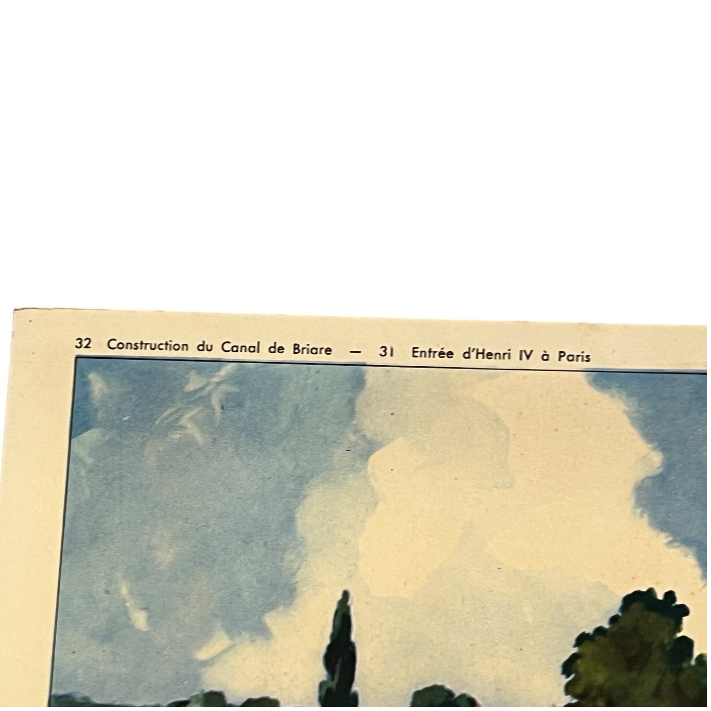 close up of corner of French school poster