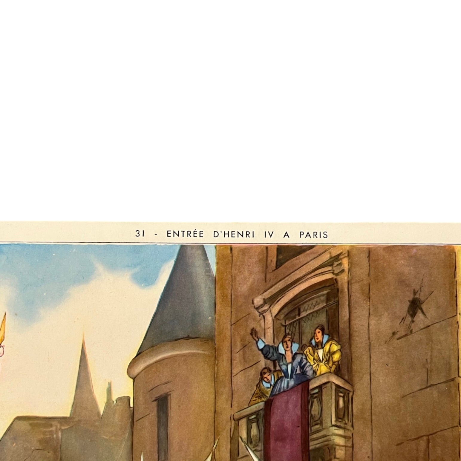 close up of corner of French school poster