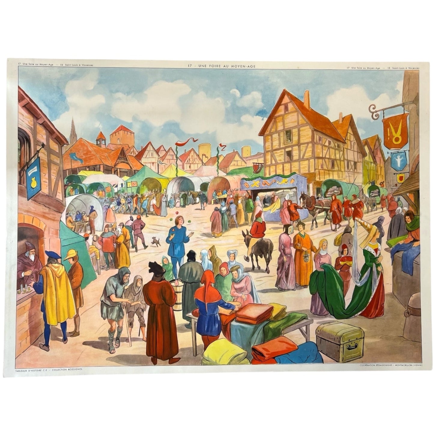 French vintage double sided school history poster for sale from All Things French Store