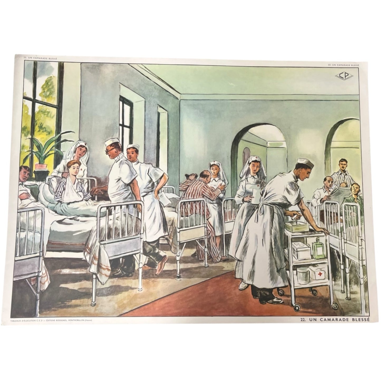 Vintage French educational school poster, double sided for sale by All Things French Store