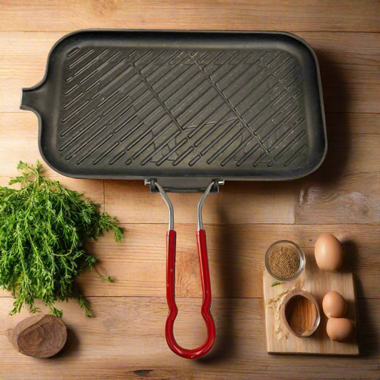 French vintage Le Creuset black griddle frying pan