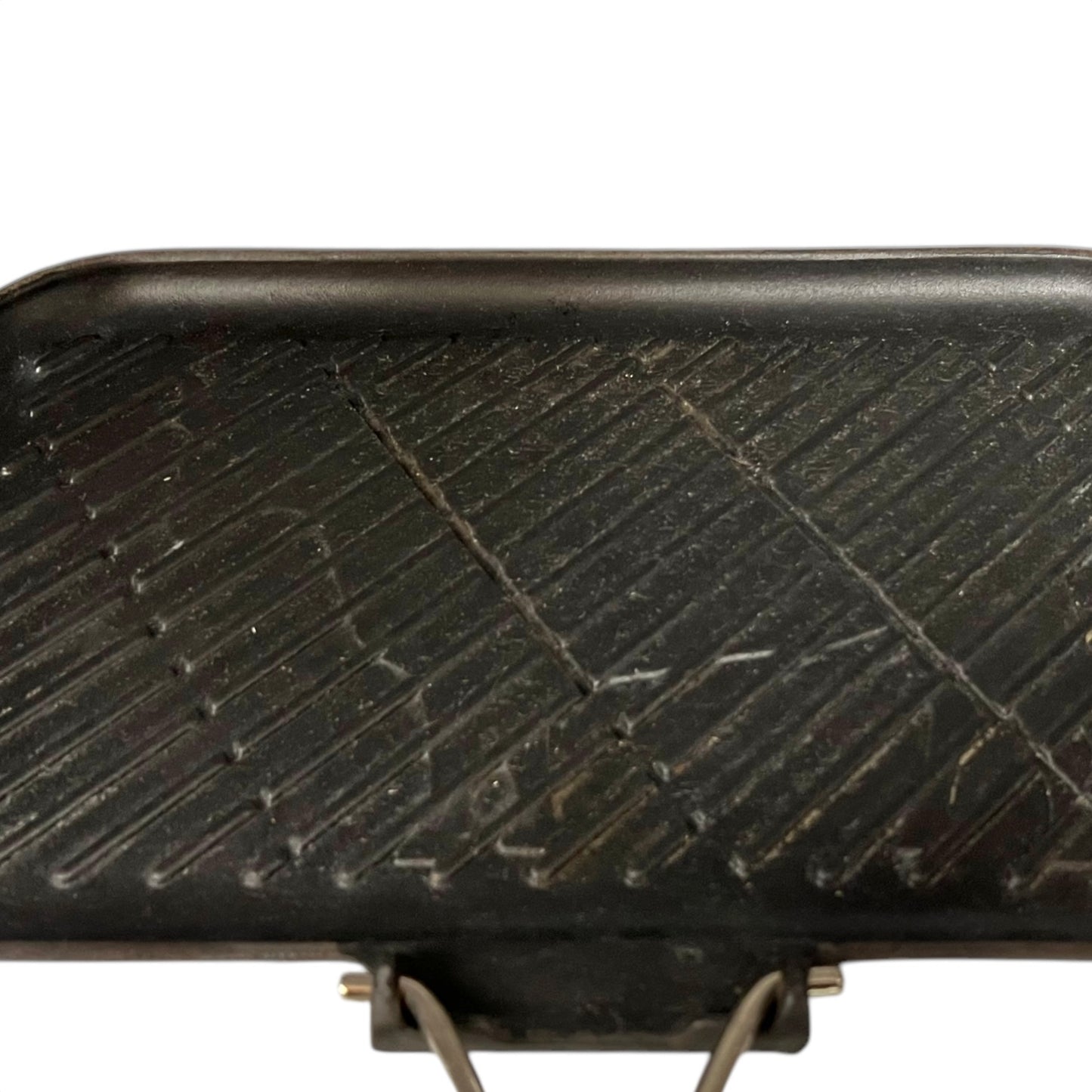 close up of black cast iron pan