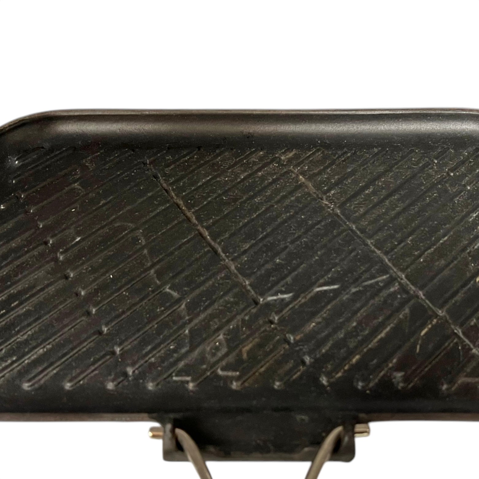 close up of black cast iron pan