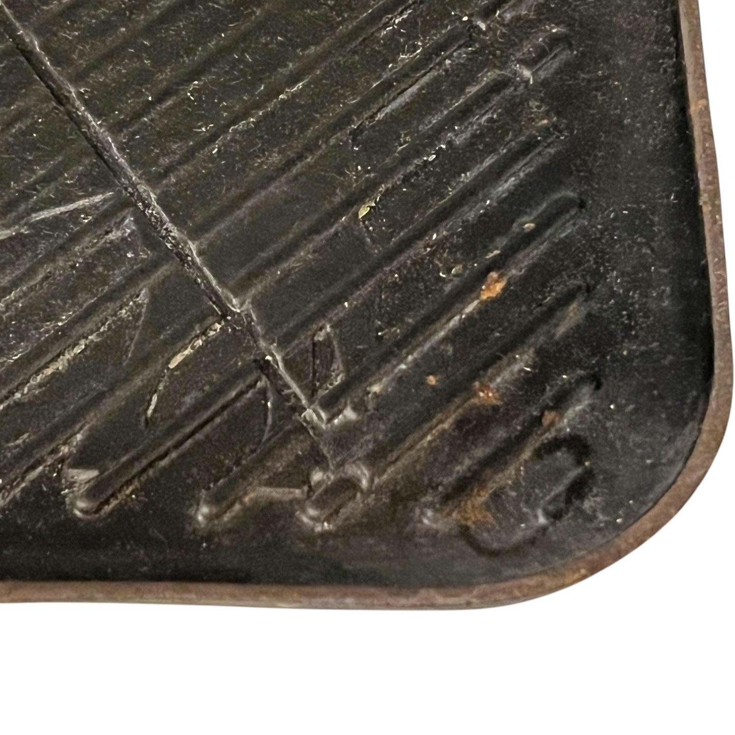 close up view cast iron griddle pan