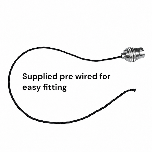 Light bulb with pre-wired cable on a white background