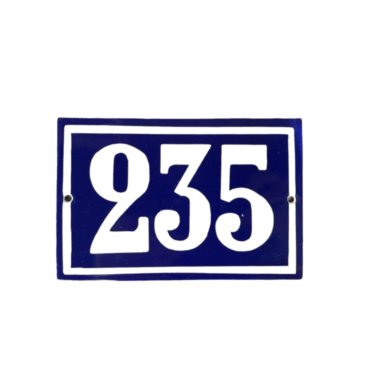 French vintage enamel blue and white door number 235 sold by All Things French Store