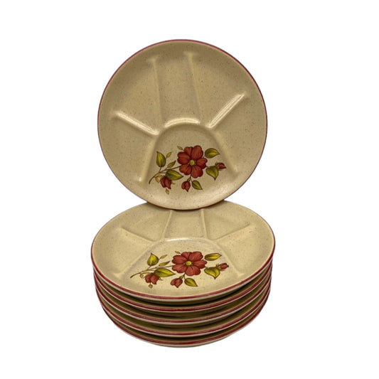 French glazed stoneware fondue sectioned plate set sold by All Things French Store