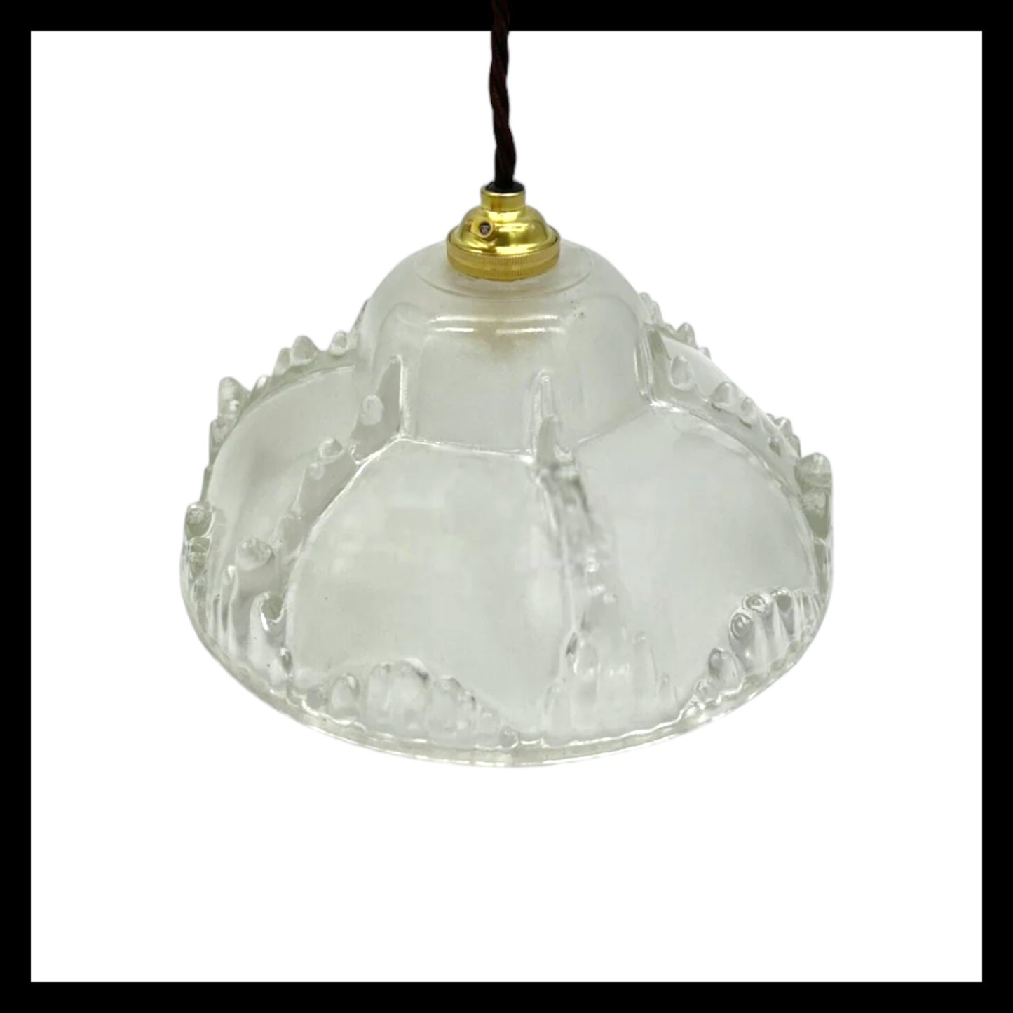 Vintage Ceiling Pendant Light, French Vintage Deco Glass Pendant Light (A134)