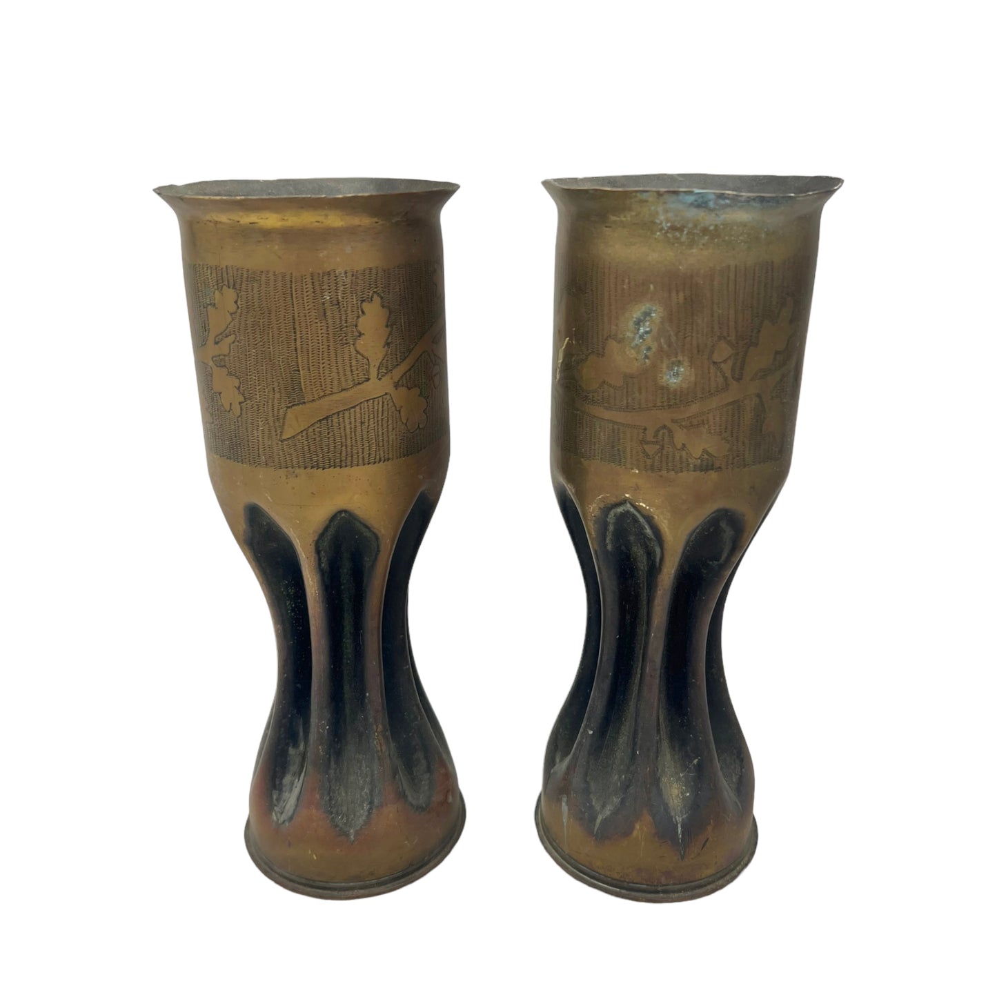 Pair of French brass trench art vases sold by All Things French Store