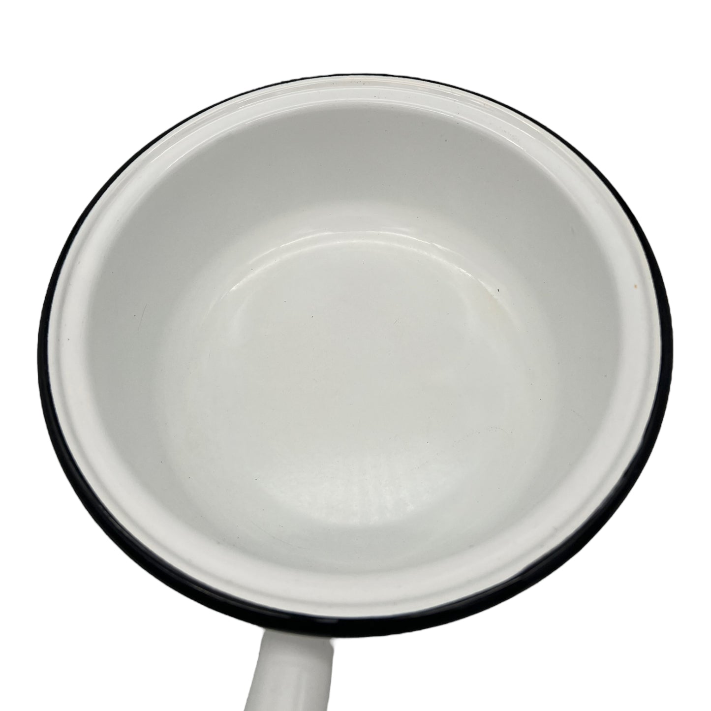 inside image of French vintage enamel saucepan with lid sold by All Things French Store