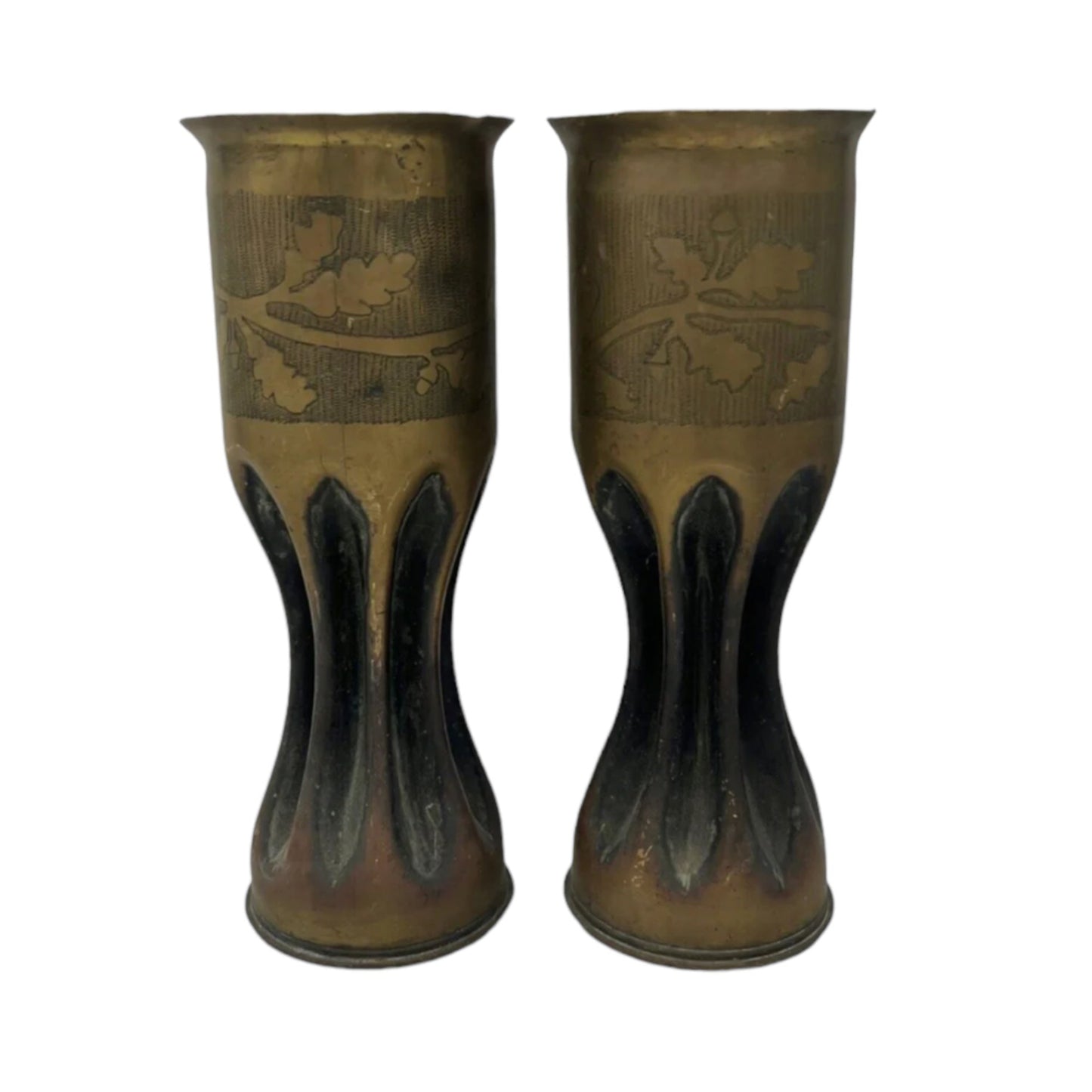 image Pair French WW1 brass shell case vases sold by All Things French Store