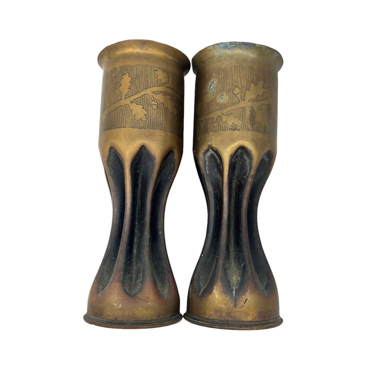Pair of French brass trench art vases sold by All Things French Store