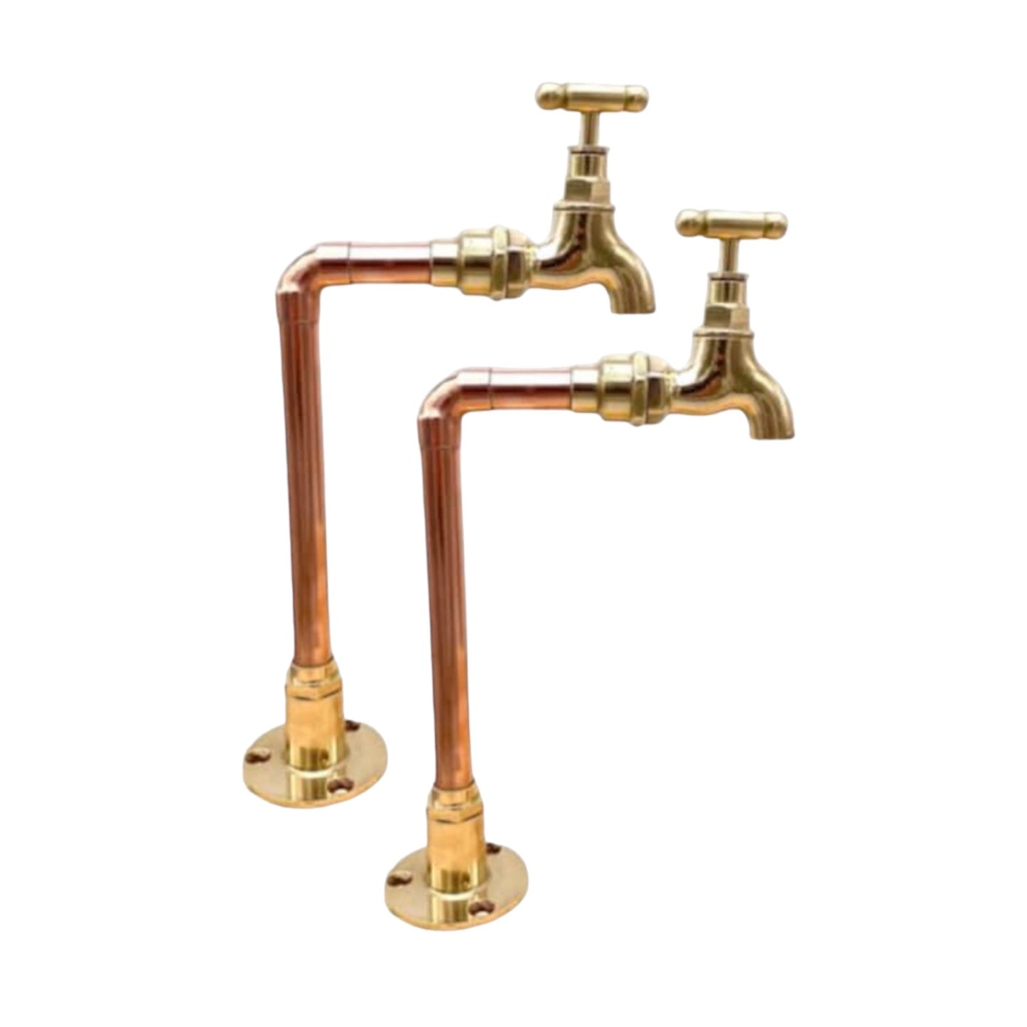 Pair of copper and brass handmade taps sold by All Things French Store