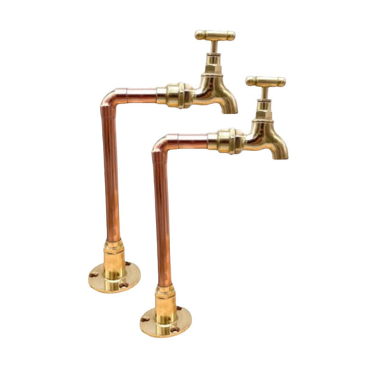 Pair of copper and brass handmade taps sold by All Things French Store
