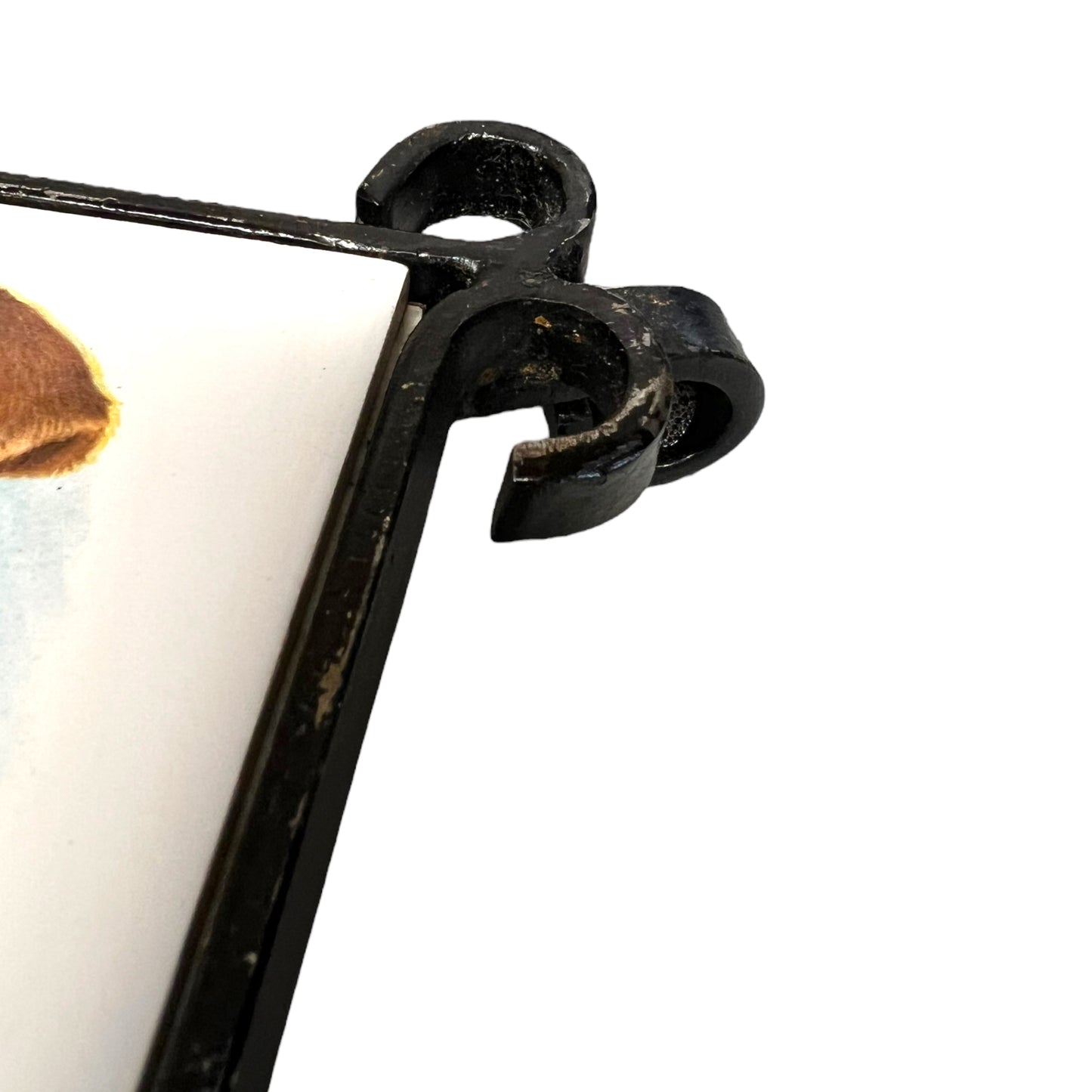 image 9 French tile topped pan trivet with dog pictures