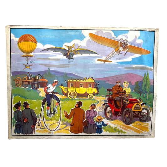image French vintage double sided school poster historical interest