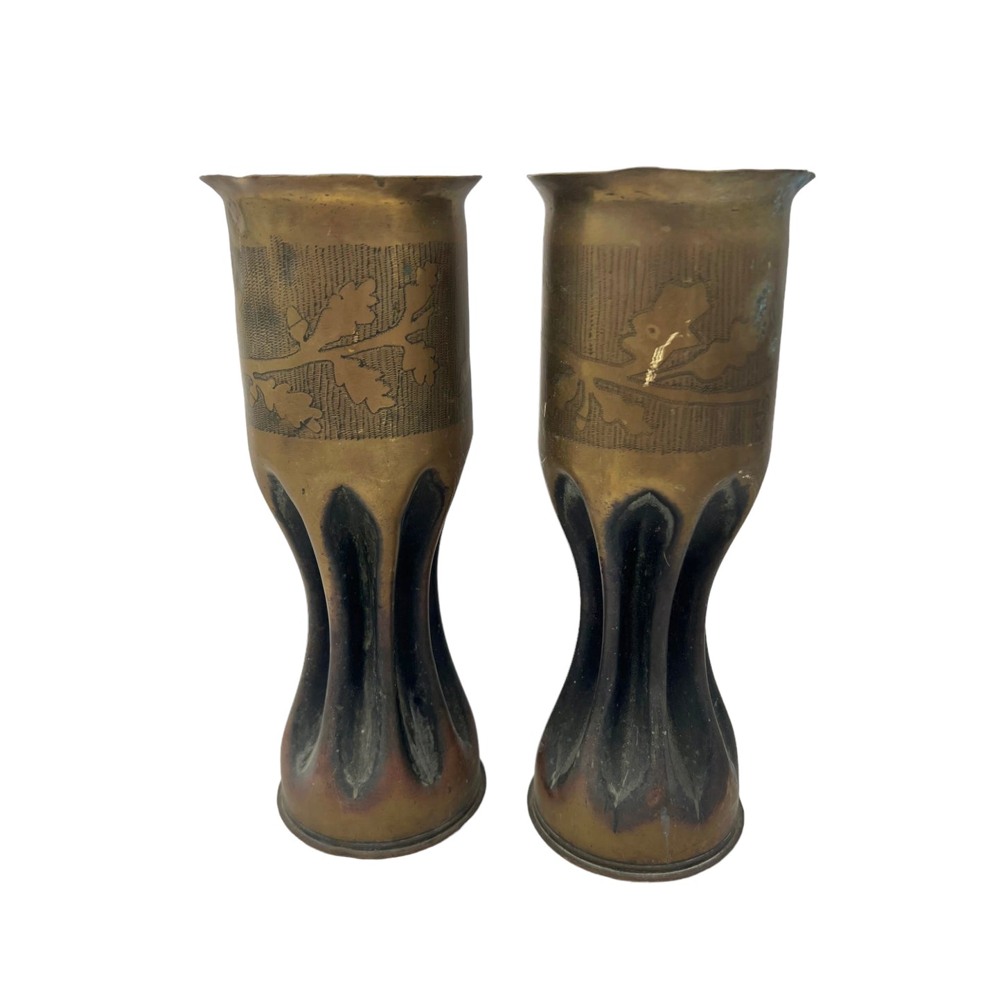 Pair of French brass trench art vases sold by All Things French Store
