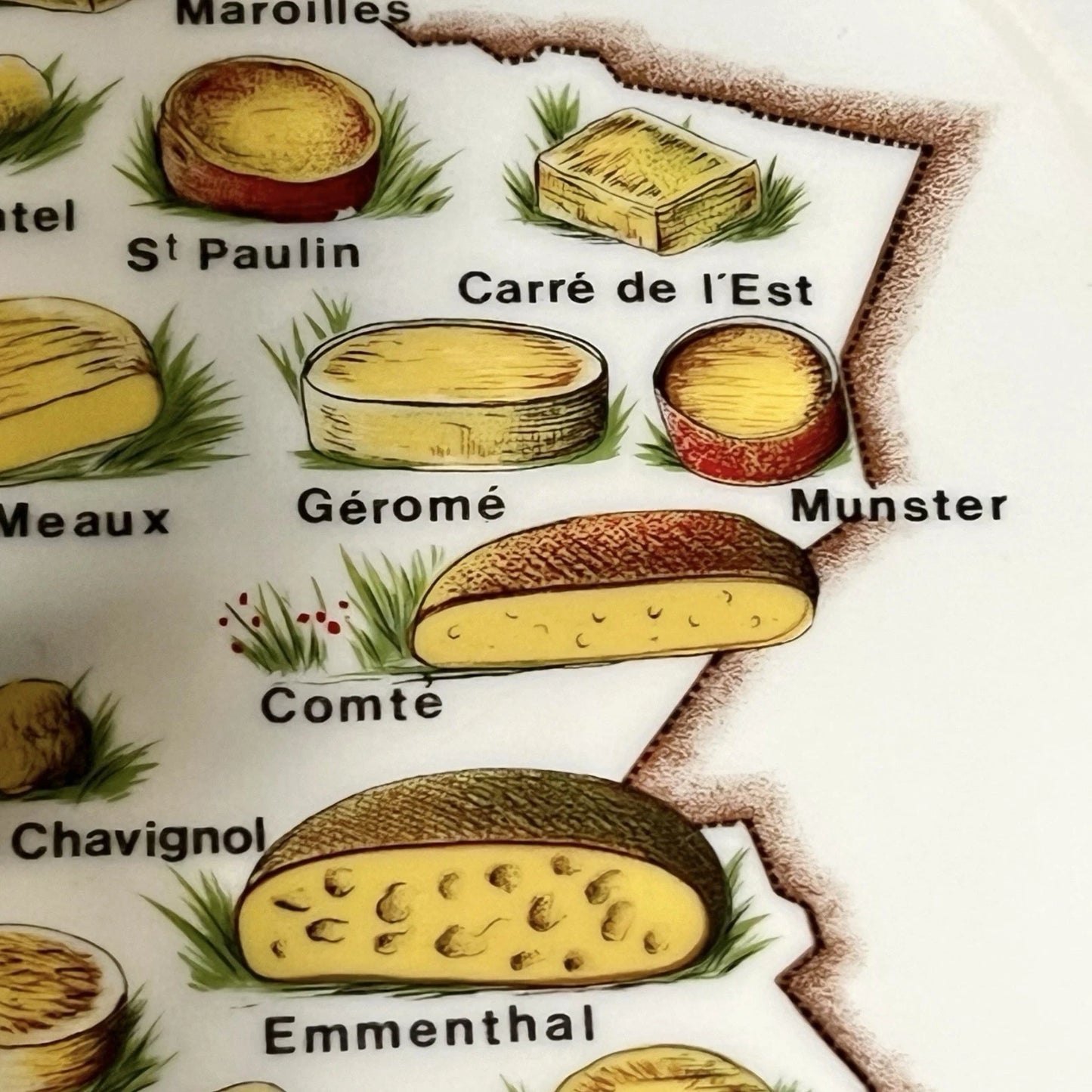 Porcelain French Cheese Board – Map of Cheeses of France – Decorative Platter