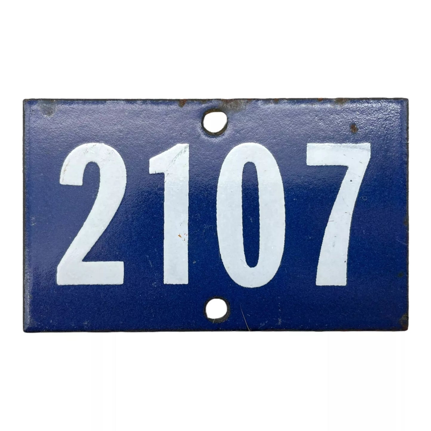 French vintage enamel door number or gatepost number 2107