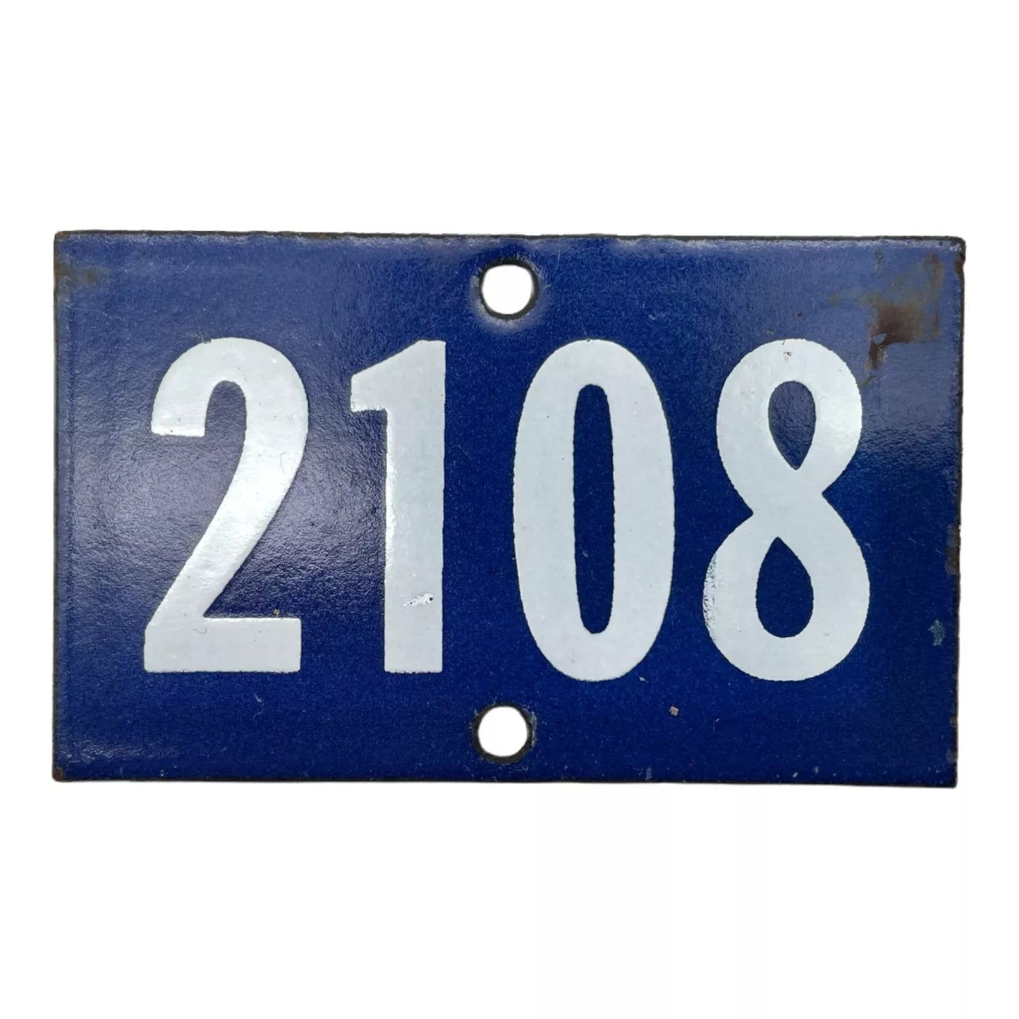 French vintage enamel door number or gatepost number 2108