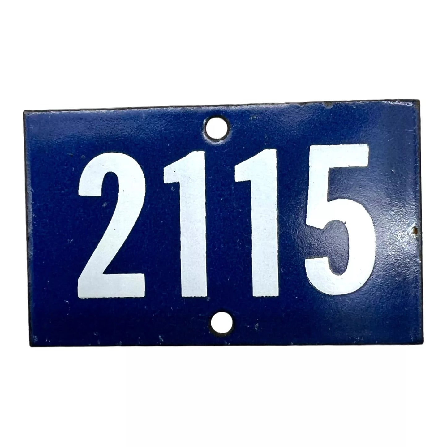 French vintage enamel door number or gatepost number 2115