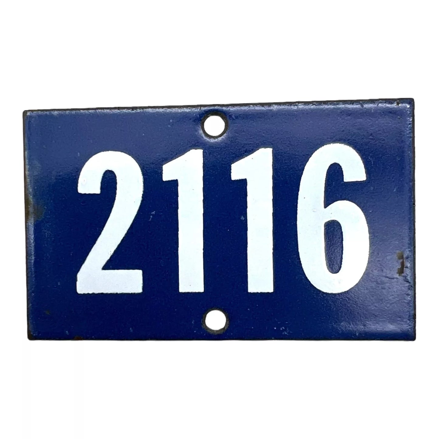 French vintage enamel door number or gatepost number 2116
