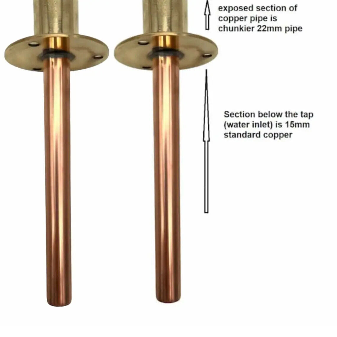 Copper and Brass Kitchen Belfast Sink Taps, Extra Tall Industrial Rustic Style Taps (T43)