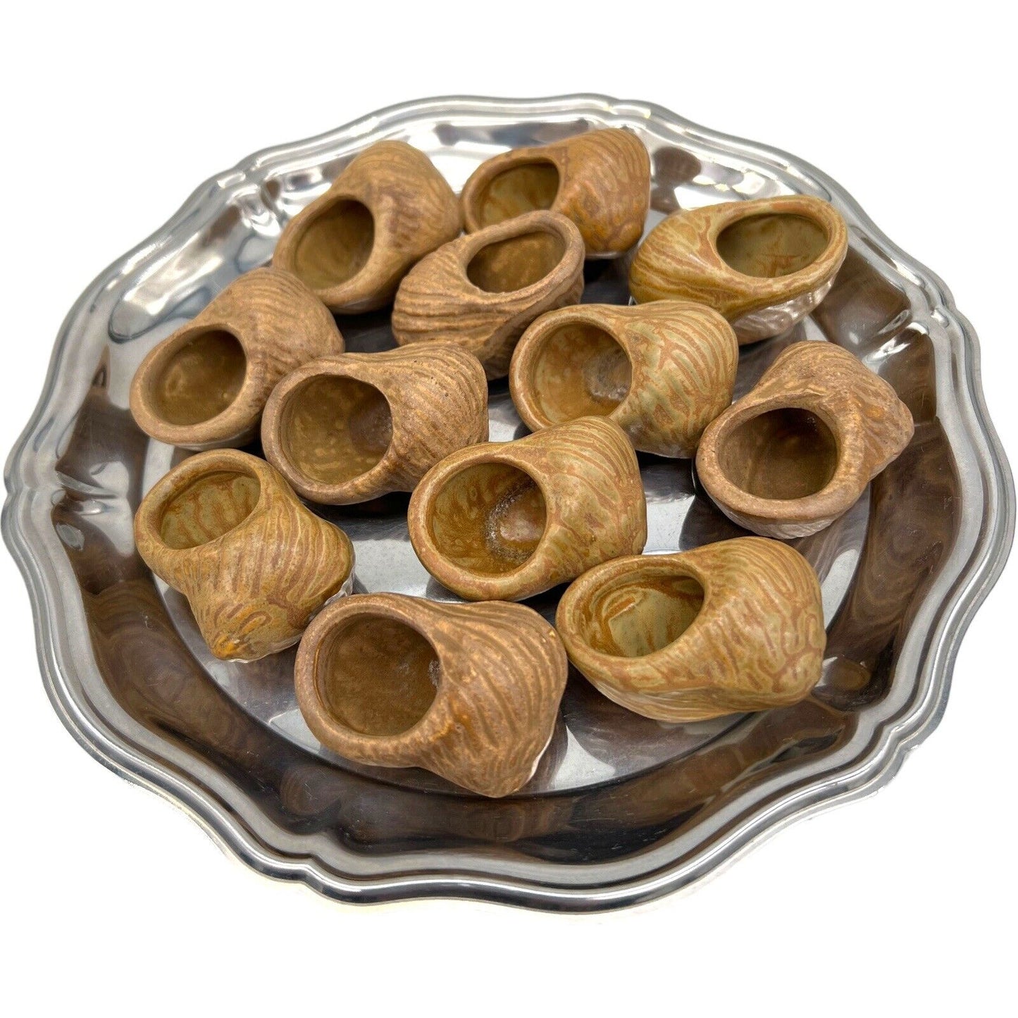set of 12 vintage ceramic snail pots ideal for individual butter pots for sale