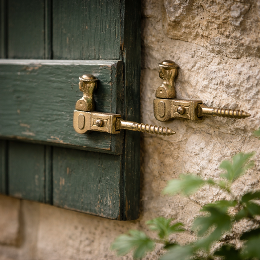 French Cast Iron Shutter Dogs | Pair of Vintage Shutter Catches | Ladies Heads