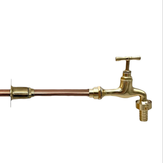 Handmade copper and brass wall mounted taps sold by All Things French Store