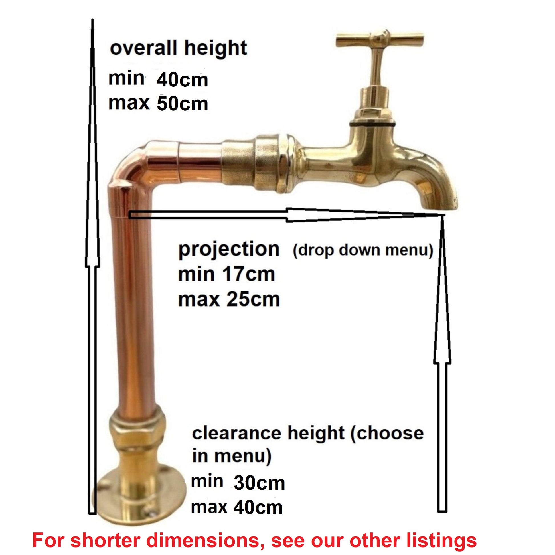 Bespoke size copper and brass tap for sale by All Things French Store