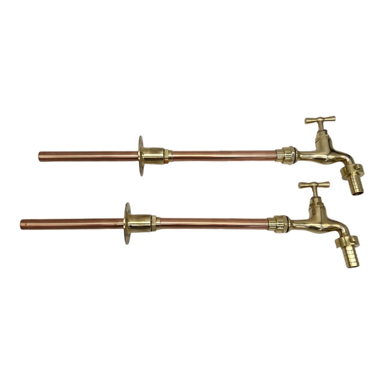 complete view of Brass and copper made to measure wall mounted taps sold by All Things French Store 