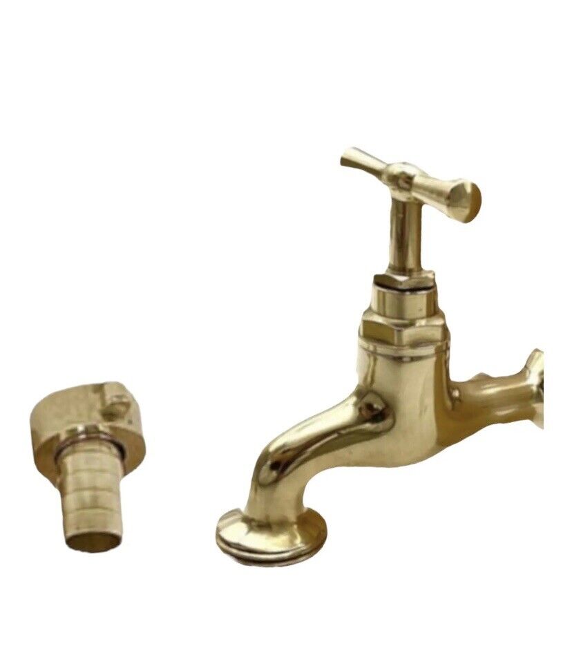 spout of Brass and copper made to measure wall mounted taps sold by All Things French Store 