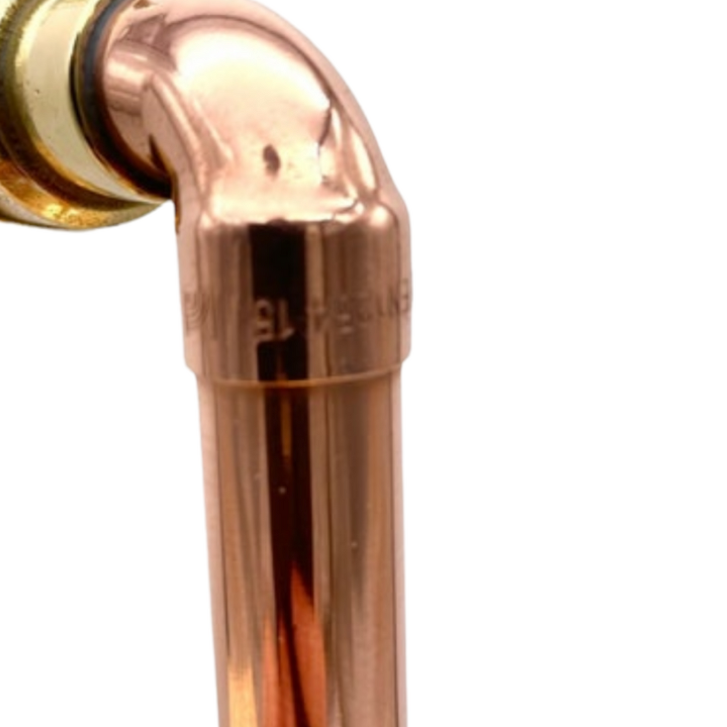 Image of a pair of copper and brass pillar taps detail view
