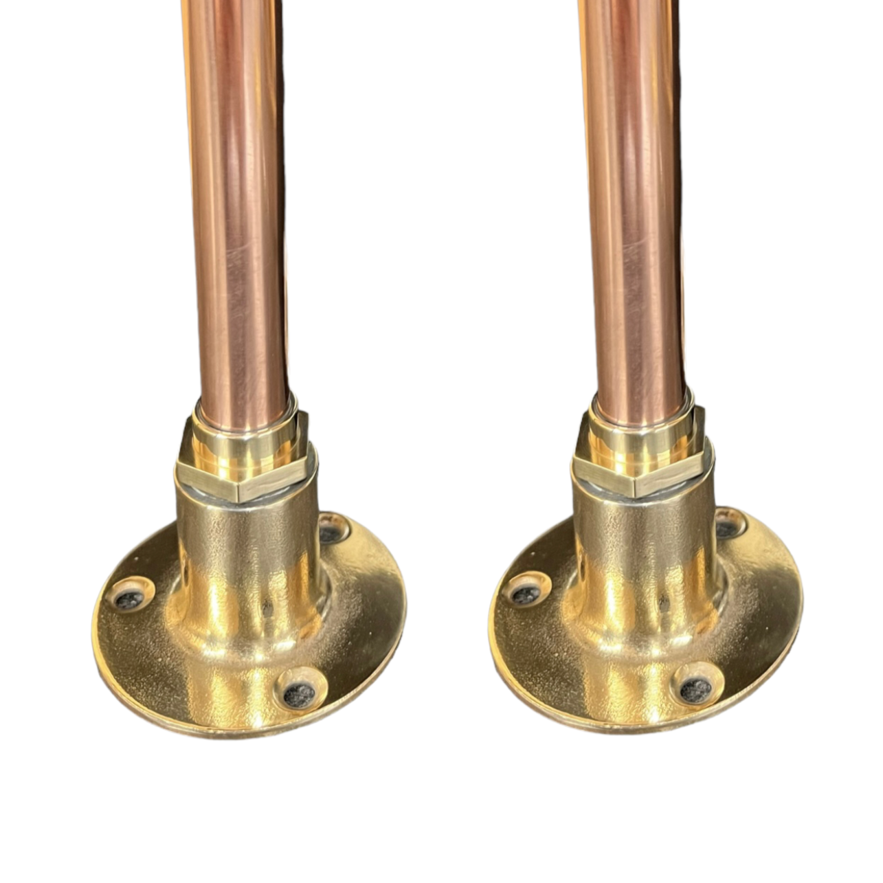 Traditional Brass and Copper Basin Tap with copper pipework tail ends