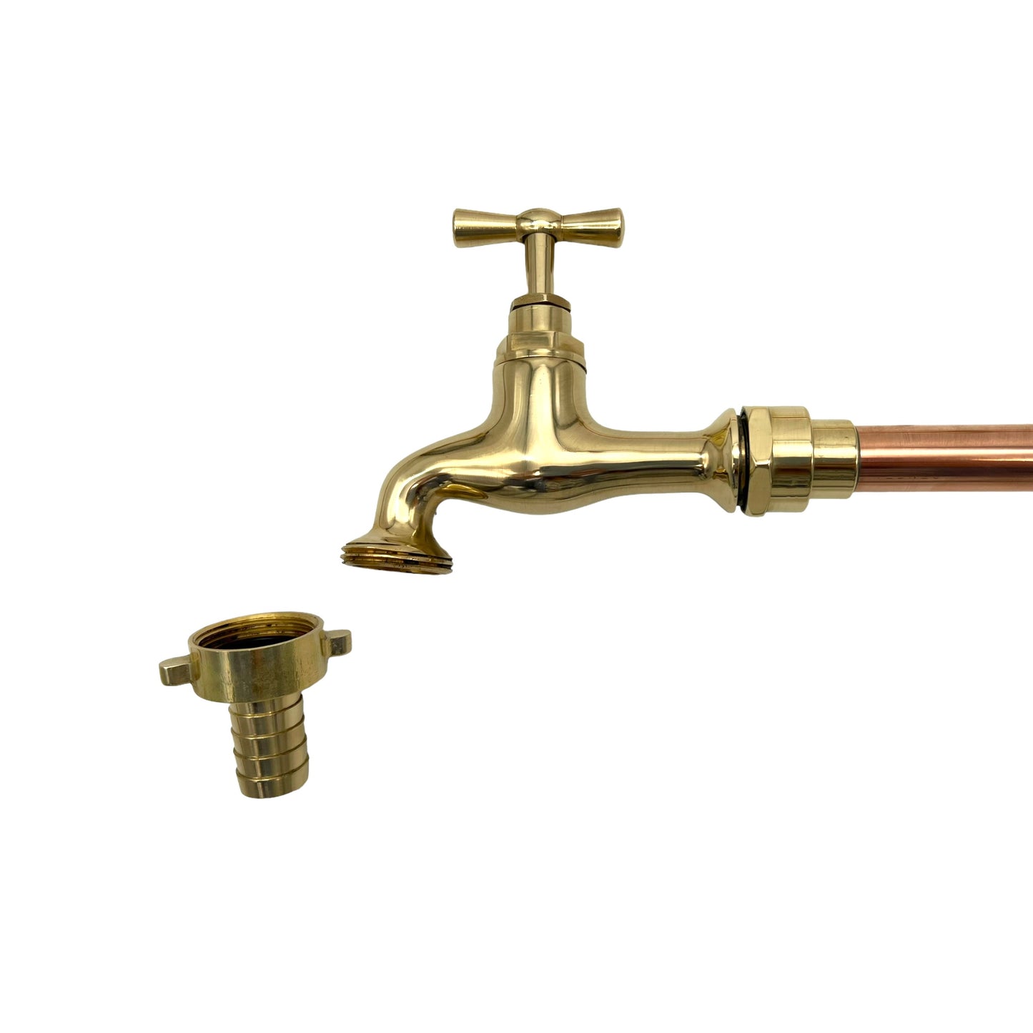 image pair of handmade copper and brass swan neck taps with detachable nozzle