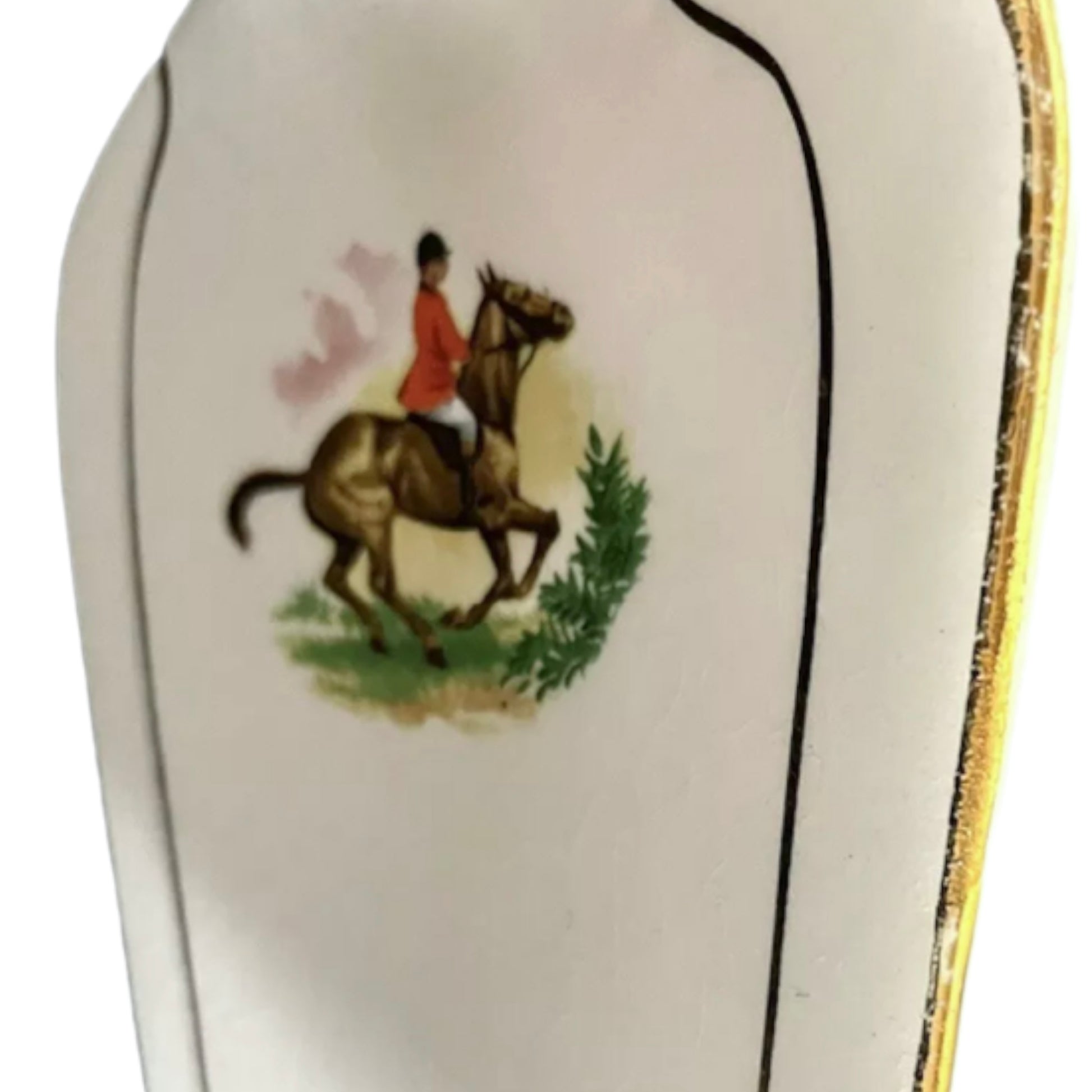 hunting scene on vintage cake slice