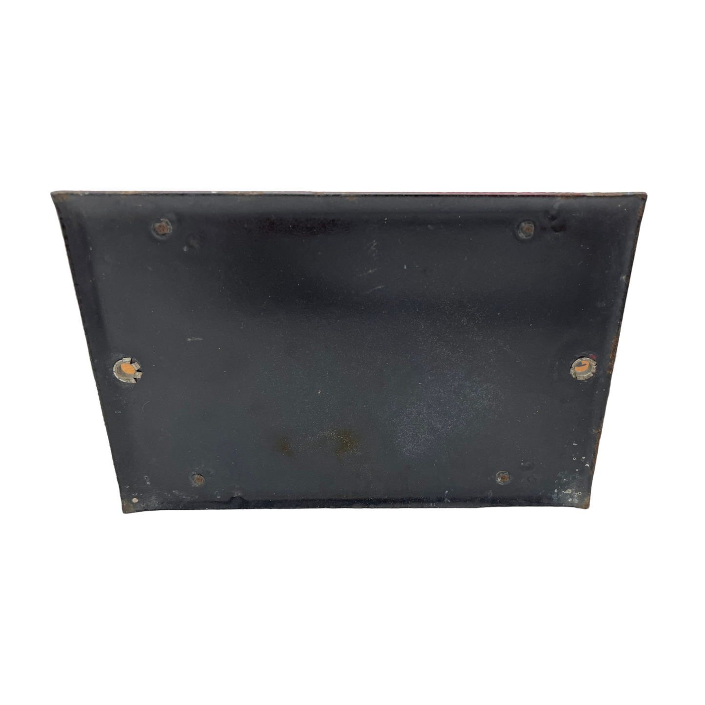 Back view of enamel door number showing fixing hole on a white background