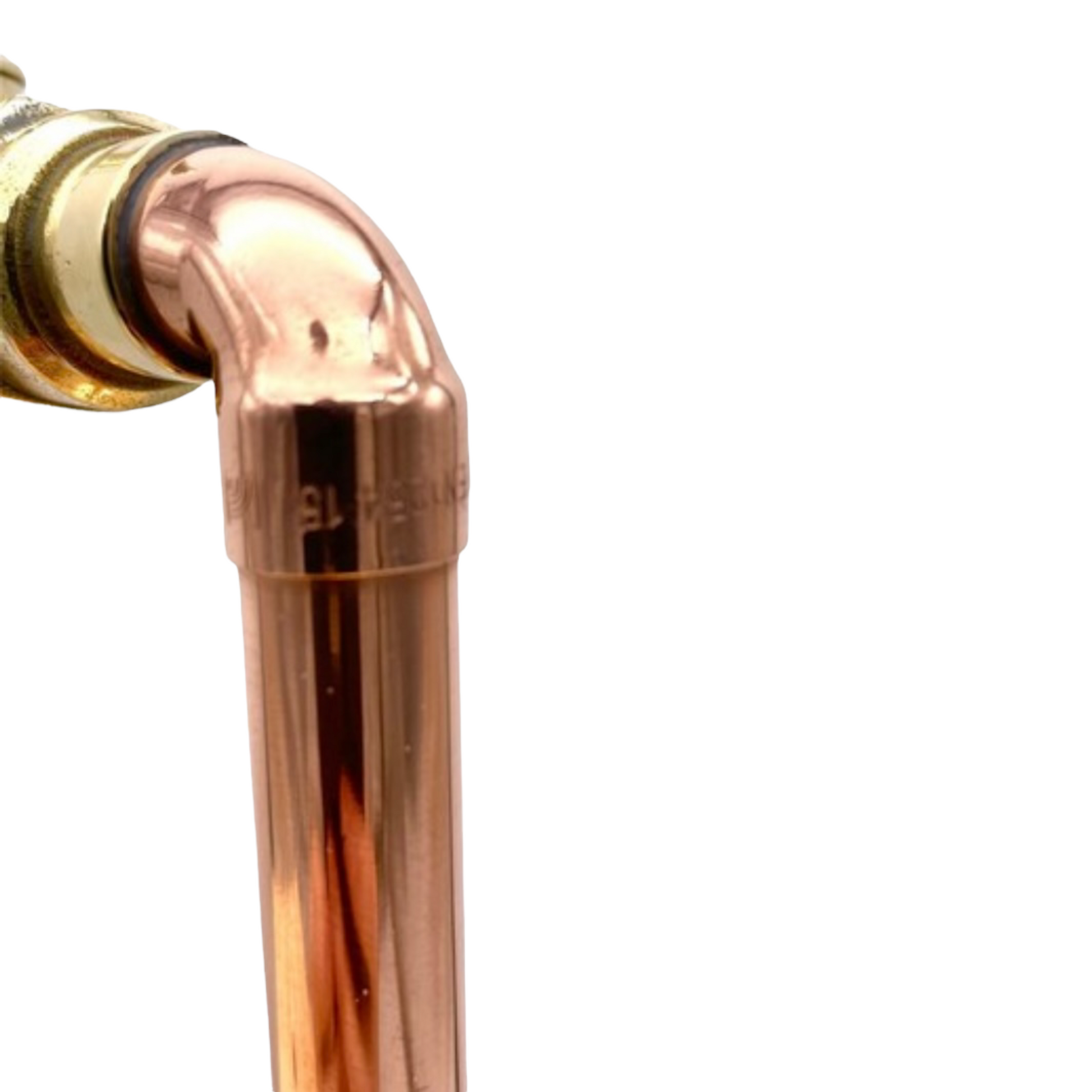 image of copper and brass Belfast sink tap close up