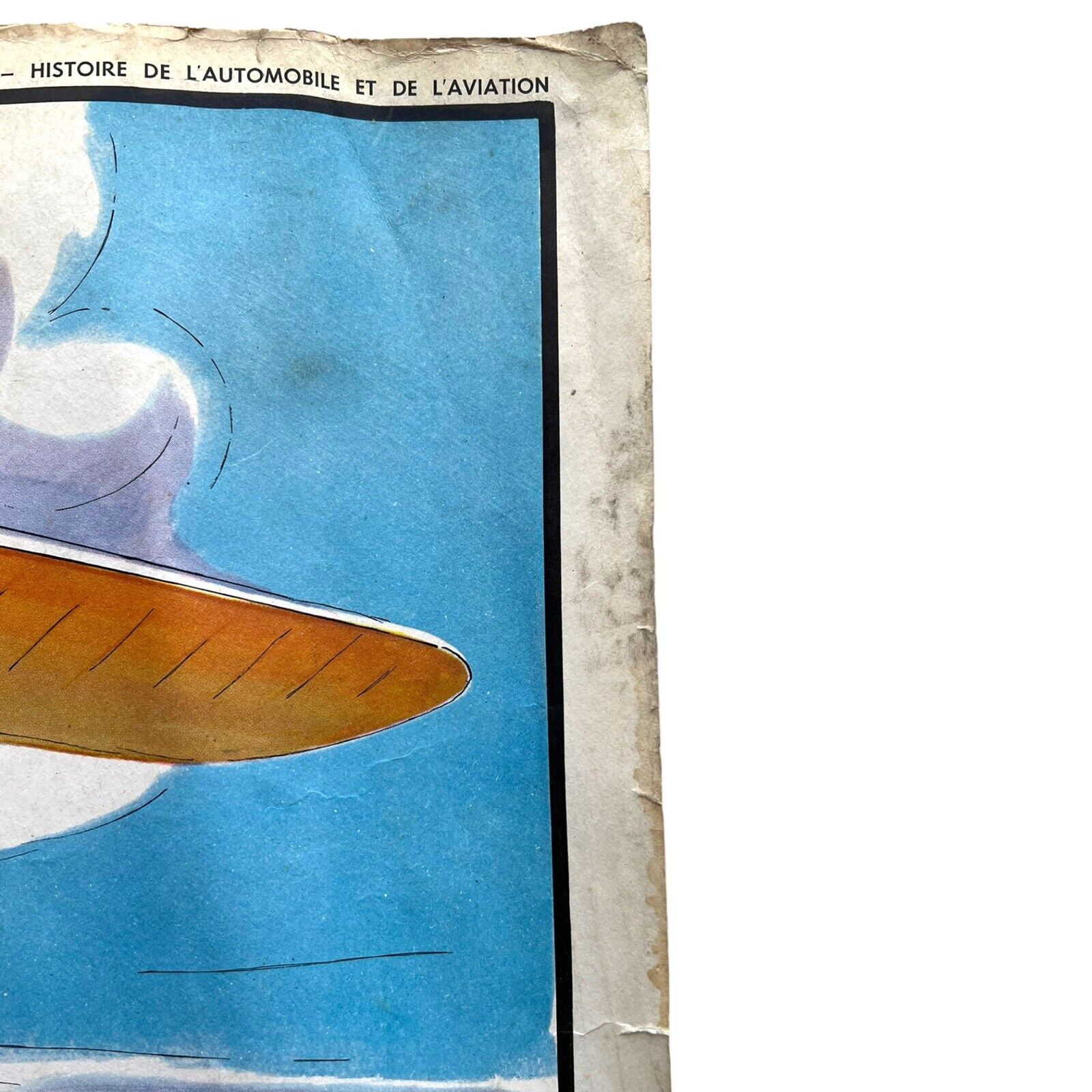 image of French vintage school poster of aviation top corner