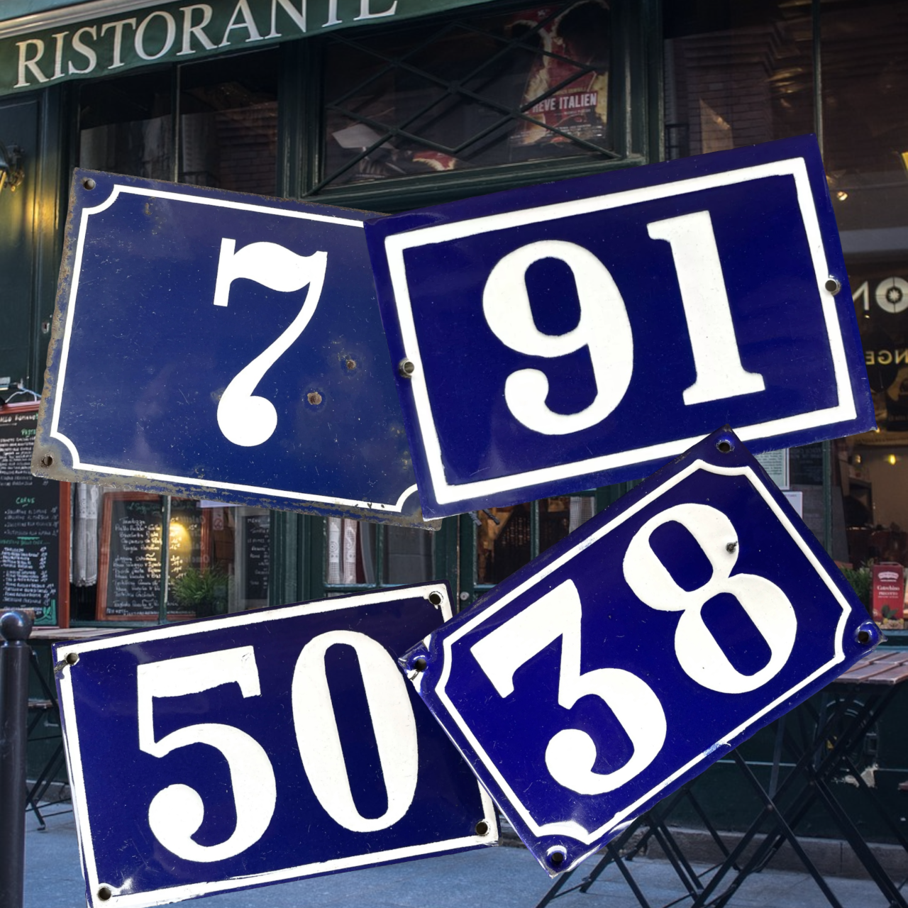 image of French enamel door house numbers sold by allthingsfrenchstore.com