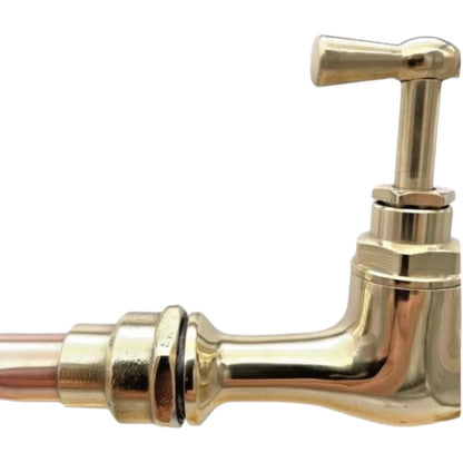 Pair of copper and brass wall mounted taps  custom size made to measure 