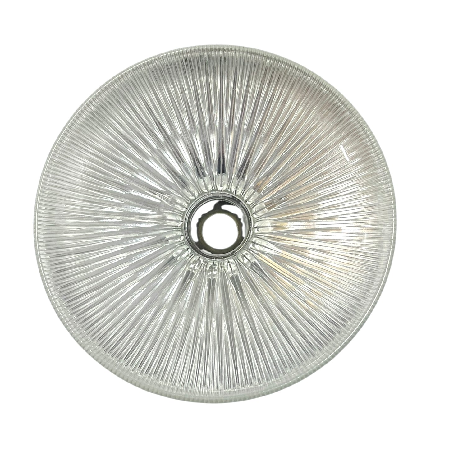 Clear glass ceiling light fixture on a white background