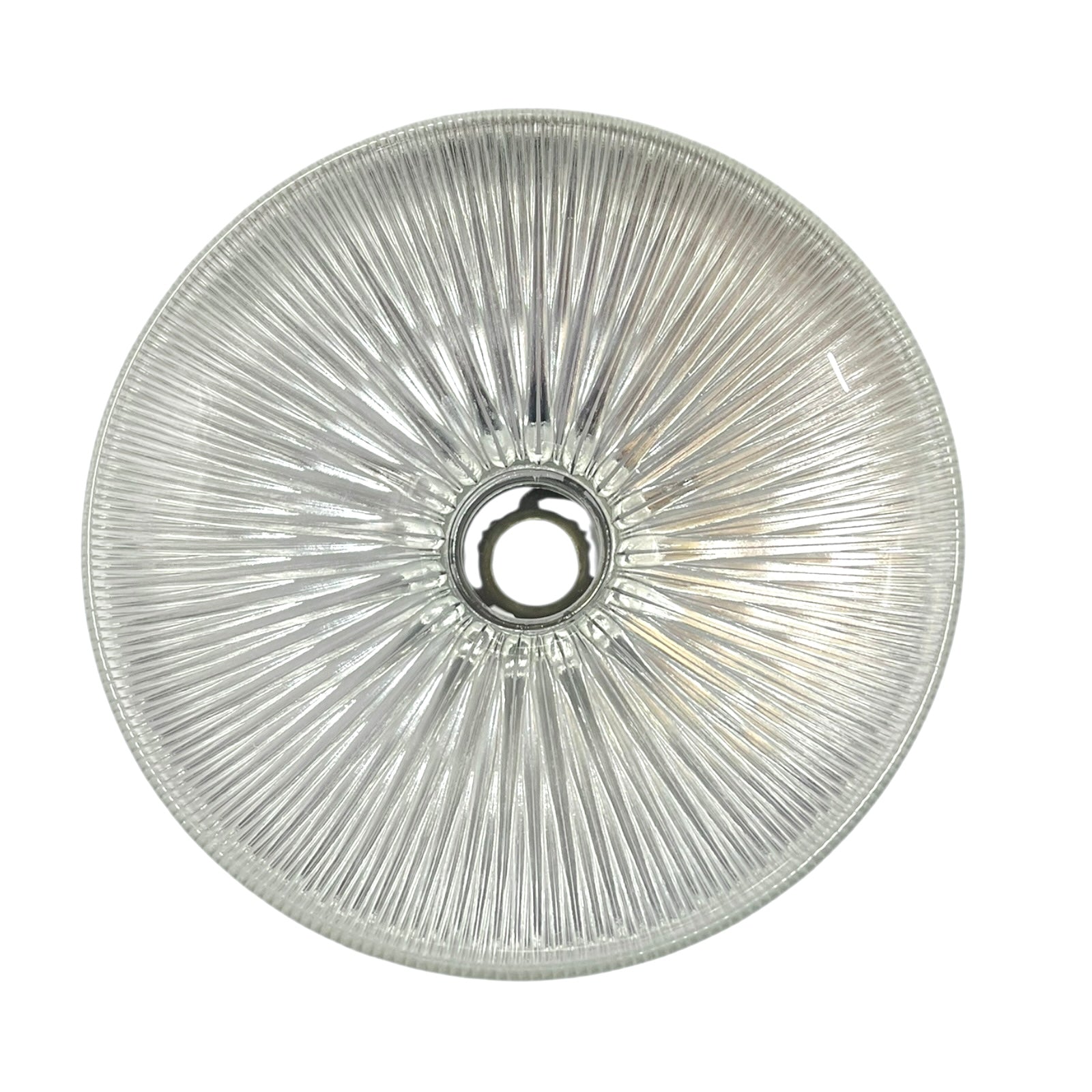 Clear glass ceiling light fixture on a white background