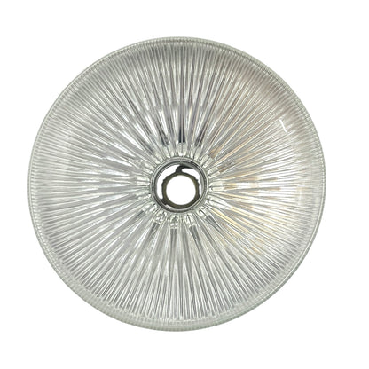 Clear glass ceiling light fixture on a white background