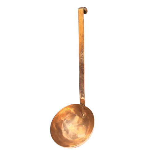 French copper handmade ladle on a white background