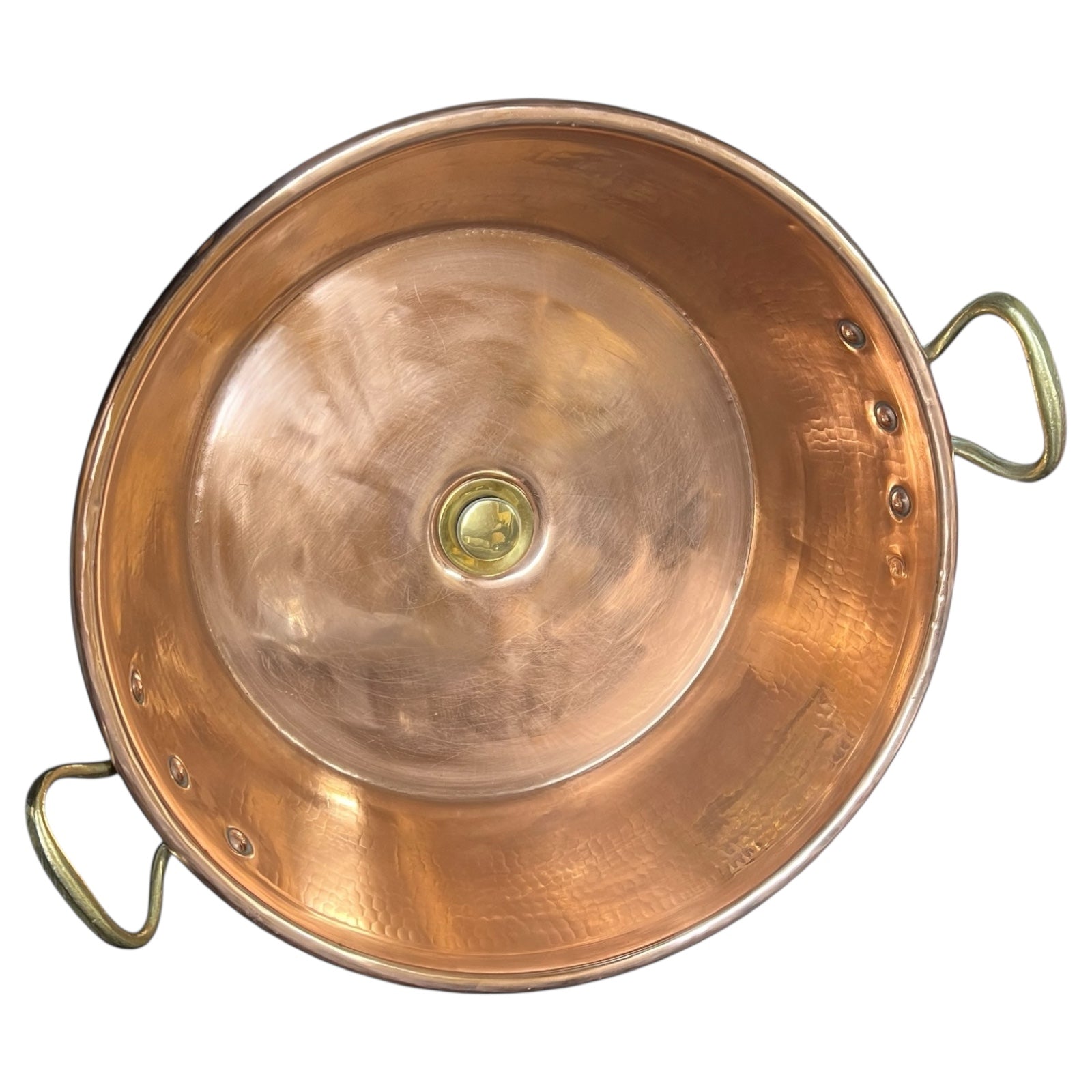 Copper sink with handles on a white background