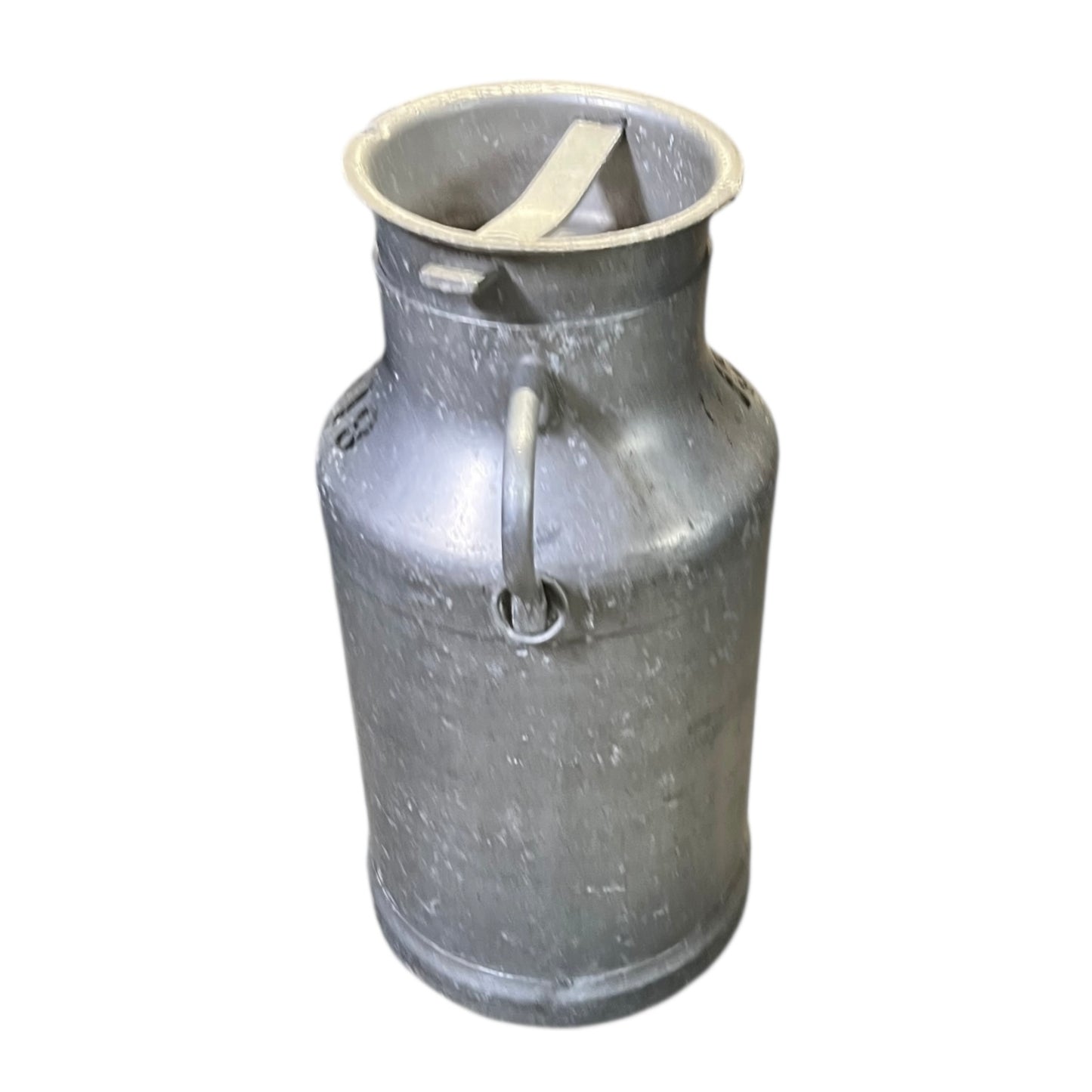 Metal milk churn on a white background