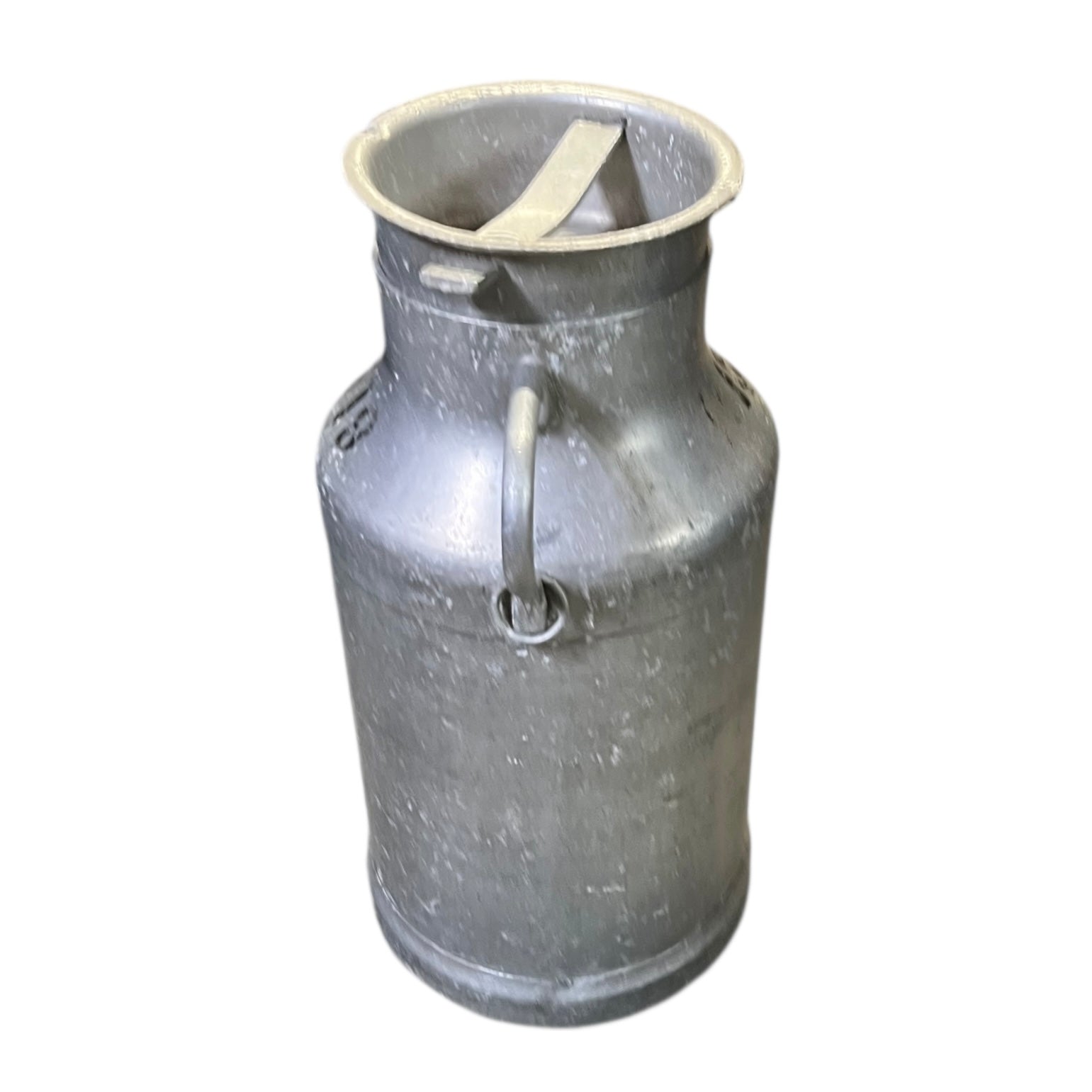 Metal milk churn on a white background